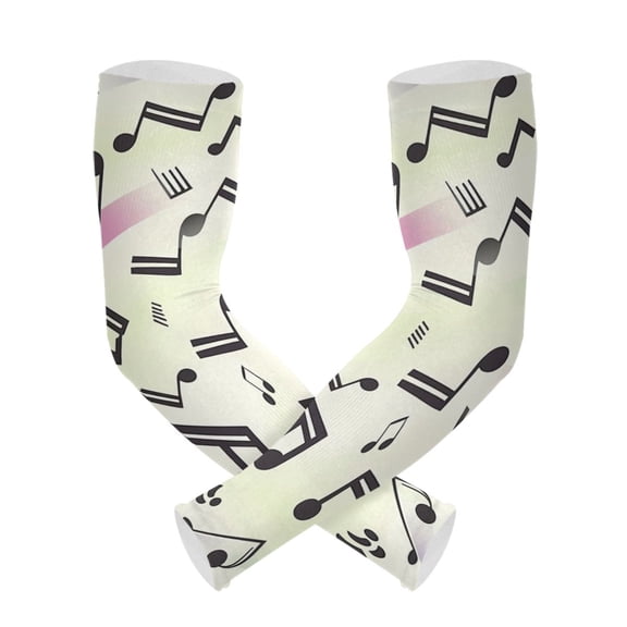 ALAZA Musical Notes with Rainbow UV Sun Protection Arm Sleeves UPF 50+ Compression Cooling Sleeve 1 Pair