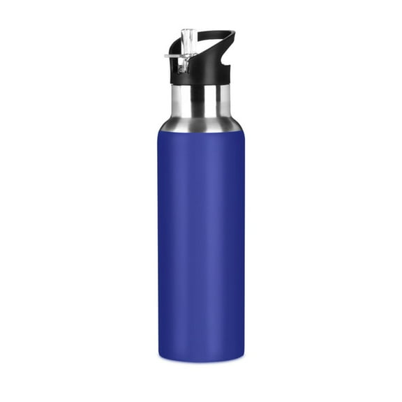 ALAZA Navy Water Bottle Insulated Flask Stainless Steel Straw Lid 20 oz