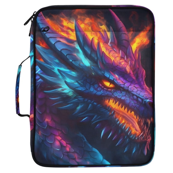 ALAZA Neon Abstract Dragon Pattern Expanding Accordion File Folder 3 Ring Zipper Organizer Portable Document Binder Bag