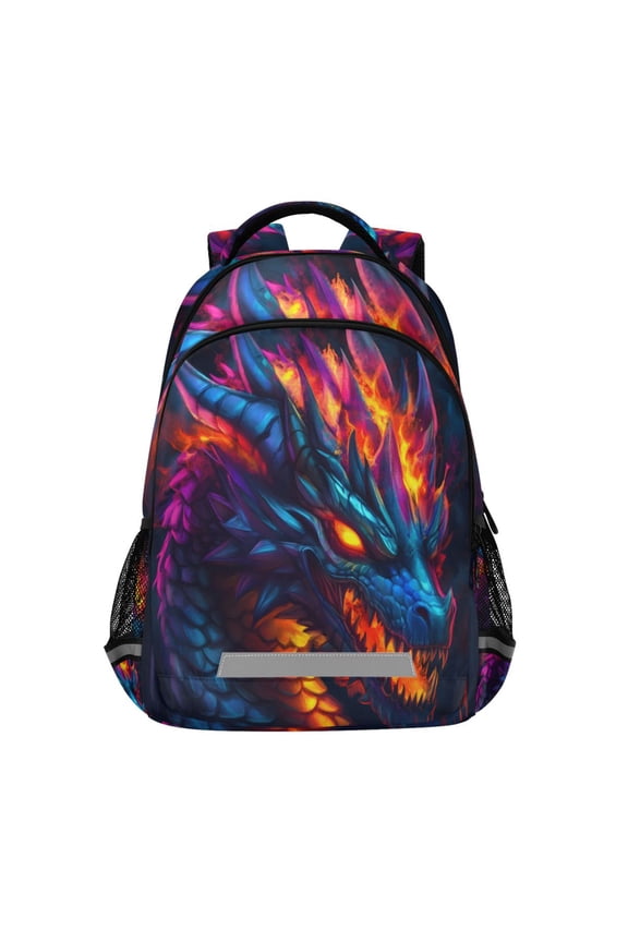 Neon Abstract Dragon-a1 Backpack Elementary School Bag Bookbag Travel Rucksack