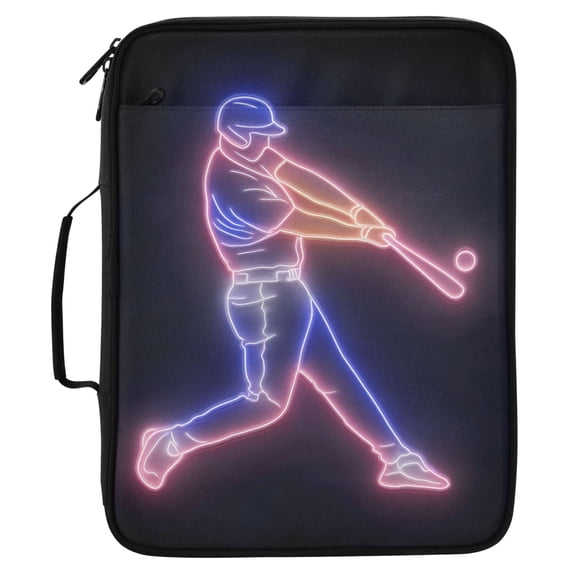 ALAZA Neon Baseball Player Pattern Expanding Accordion File Folder 3 Ring Zipper Organizer Portable Document Binder Bag