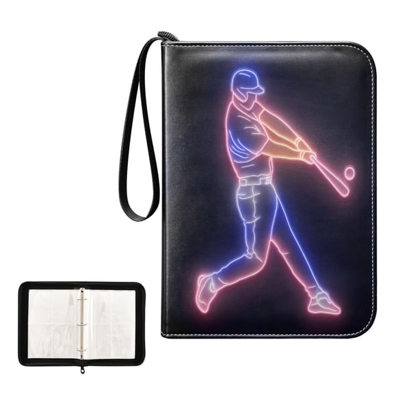 ALAZA Neon Baseball Player Trading Card Binder 4 Pocket Cards Collection Album 400 Folder Holder