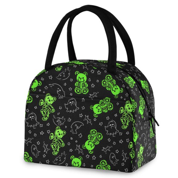 ALAZA Neon Bears Skull Insulated Lunch Box Reusable Cooler Tote Bag Work Office Picnic