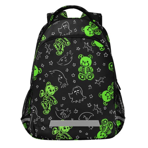 ALAZA Neon Bears Skull Pattern Backpack Elementary School Bags Student Bookbag Travel Rucksack
