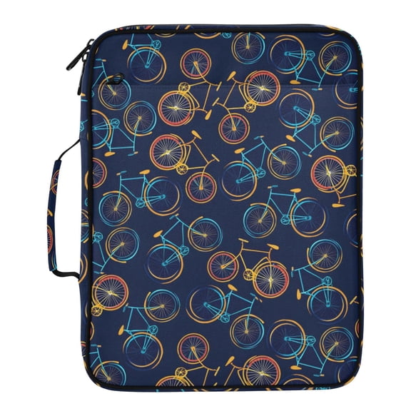 ALAZA Neon Bicycle Pattern Expanding Accordion File Folder 3 Ring Zipper Binder Organizer Portable Document Bag
