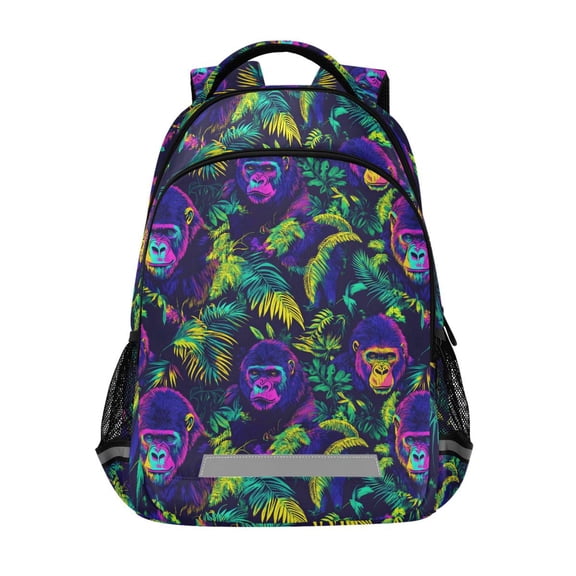 ALAZA Neon Funny Gorillas Backpack Elementary School Bag Bookbag Travel Rucksack