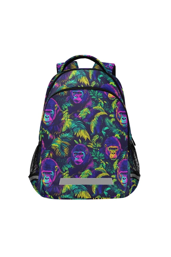 Neon Funny Gorillas Backpack Elementary School Bag Bookbag Travel Rucksack