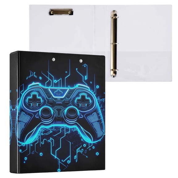 ALAZA Neon Game Controller Cool Hardcover 3 Ring Binder 1.5" D-Rings with Interior Pockets Binders School 1 PC