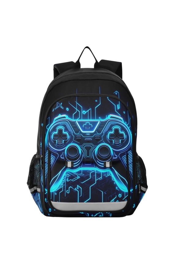 Neon Game Controller Cool School Laptop Backpack Travel Bag Casual Student Bookbag Rucksack