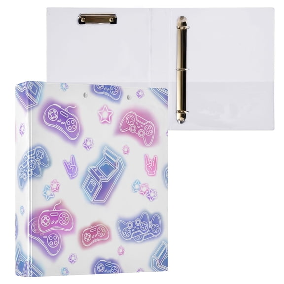 ALAZA Neon Game Controller Hardcover 3 Ring Binder 1.5" D-Rings with Interior Pockets Binders School 1 PC