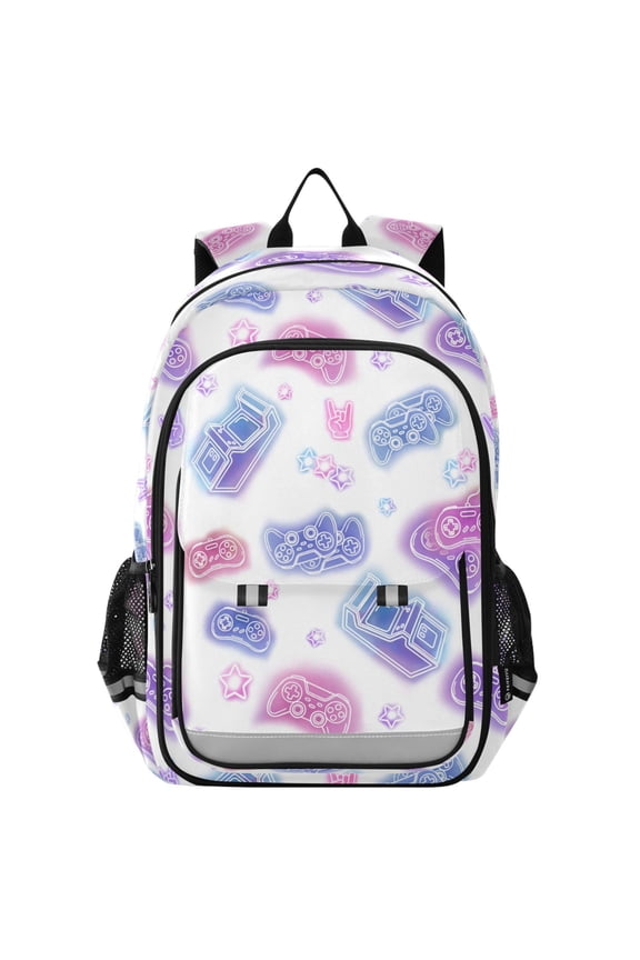 Neon Game Controller School Laptop Backpack Travel Bag Casual Student Bookbag Rucksack