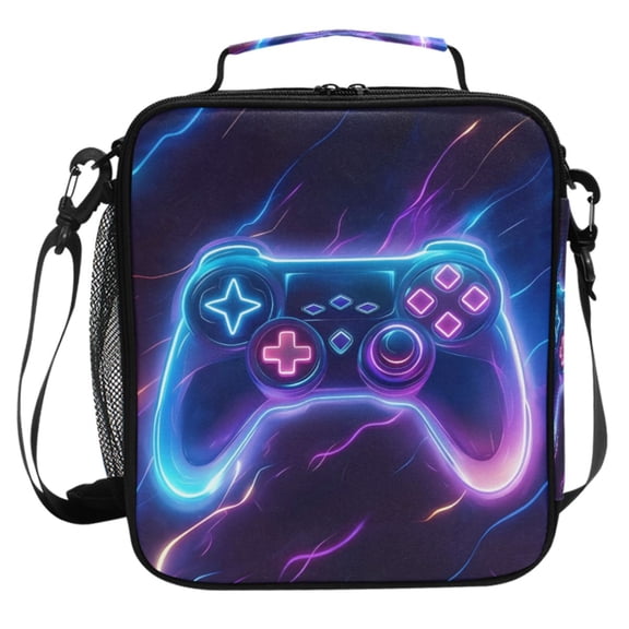 ALAZA Neon Gaming Controller Lunch Box Insulated Cooler Lunch Bag with Shoulder Strap Meal Prep Tote