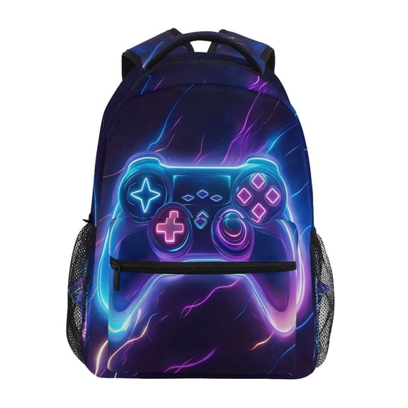 ALAZA Neon Gaming Controller Pattern School Backpack Elementary Stylish Bookbag Laptop Bags Travel Daypack