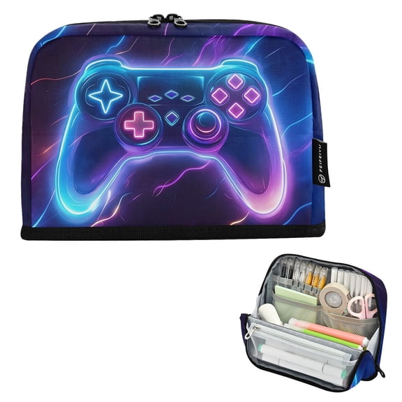 ALAZA Neon Gaming Controller Pencil Case Pen Pouch Bag Large Capacity Organizer