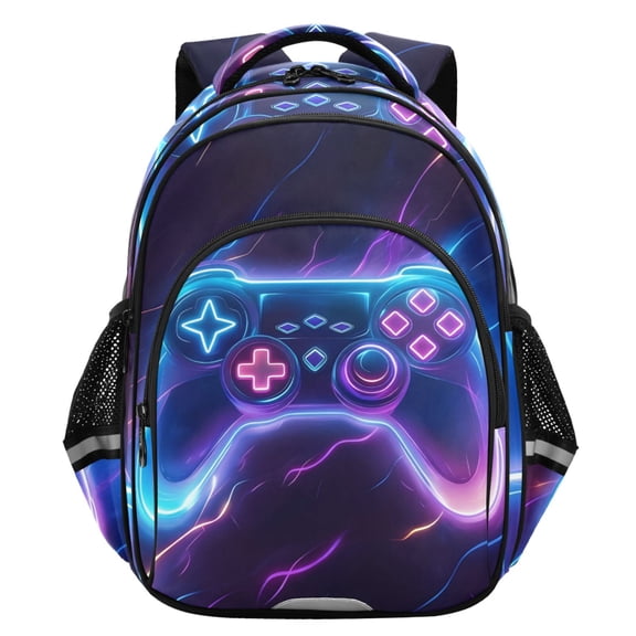 ALAZA Neon Gaming Controller School Backpack Elementary Bag Student Bookbag Travel Rucksack
