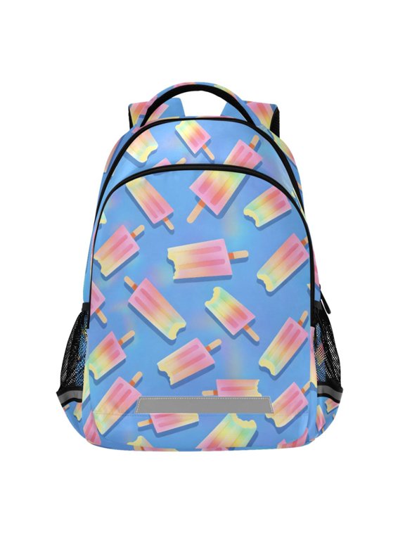 Neon Gradient Ice Cream Pattern Backpack Elementary School Bags Student Bookbag Travel Rucksack