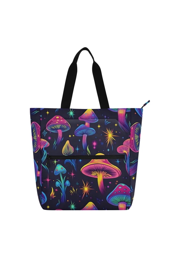 Neon Mushrooms School Book Bag Kids Tote Bags Handbag