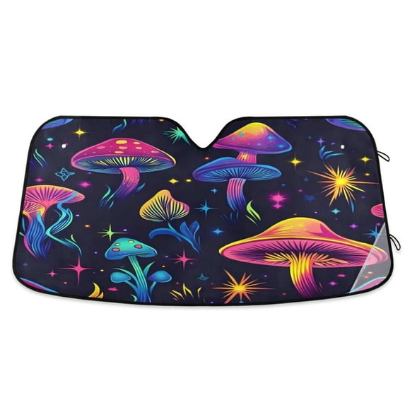 ALAZA Neon Mushrooms Windshield Sun Shade Car Foldable Sun Visor Block UV Rays Protector 53"x23.5"