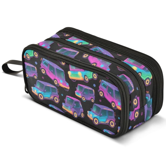 ALAZA Neon Off Road Vehicle Pencil Case Bag Large 3 Compartment Pen ...
