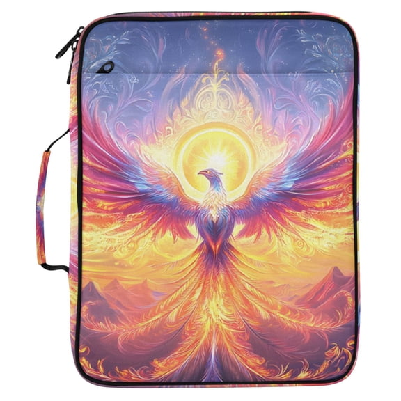 ALAZA Neon Phoenix Fire Bird Pattern Expanding Accordion File Folder 3 Ring Zipper Organizer Portable Document Binder Bag
