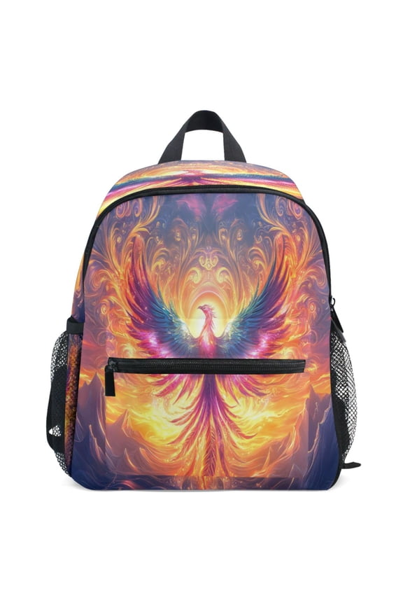 Neon Phoenix Fire Pattern School Backpack Student Bookbag Mini Bag