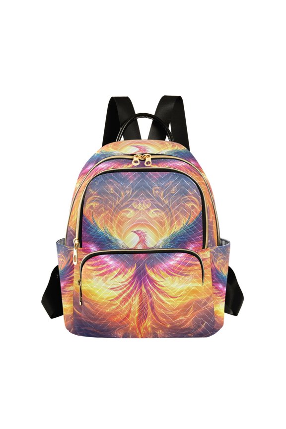 Neon Phoenix Fire Womens Travel Laptop Backpack Large Daypack Ladies Shoulder Bags S