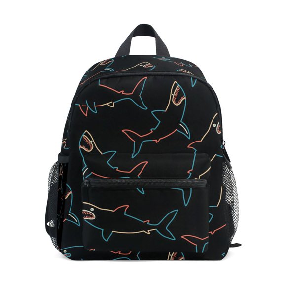 ALAZA Neon Sharks Line School Backpack Small Bookbag Mini Bags