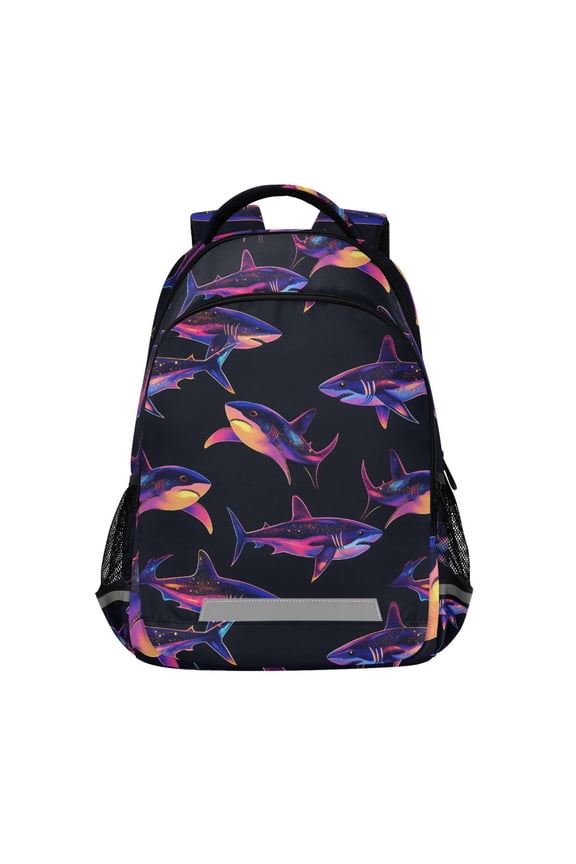 Neon Sharks Swim Backpack Elementary School Bag Bookbag Travel Rucksack