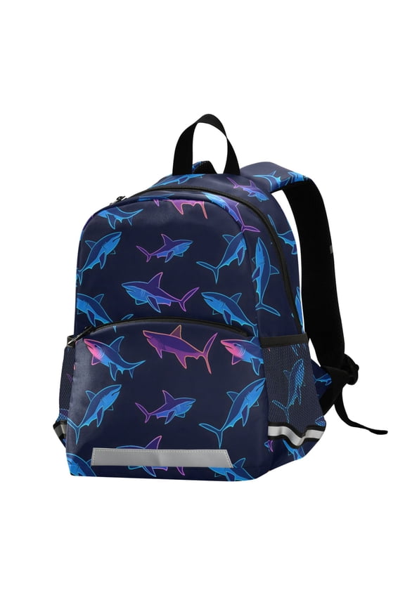 Neon Sharks Swimming School Backpack Elementary Student Bookbag