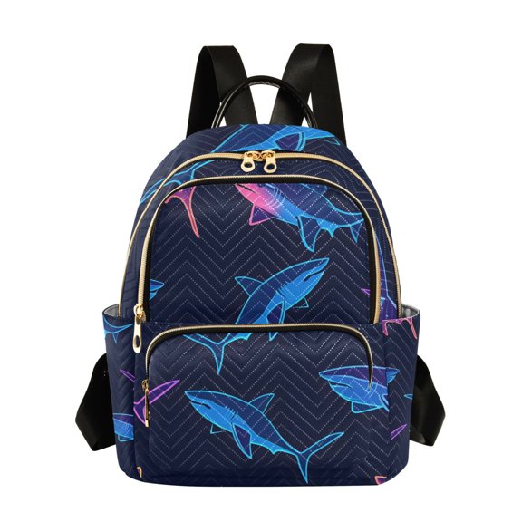 ALAZA Neon Sharks Swimming Womens Travel Laptop Backpack Large Daypack Ladies Shoulder Bags M