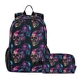 thumbnail image 1 of ALAZA Neon Skull Listening School Backpack Lunch Box Set Student Bookbag, 1 of 7