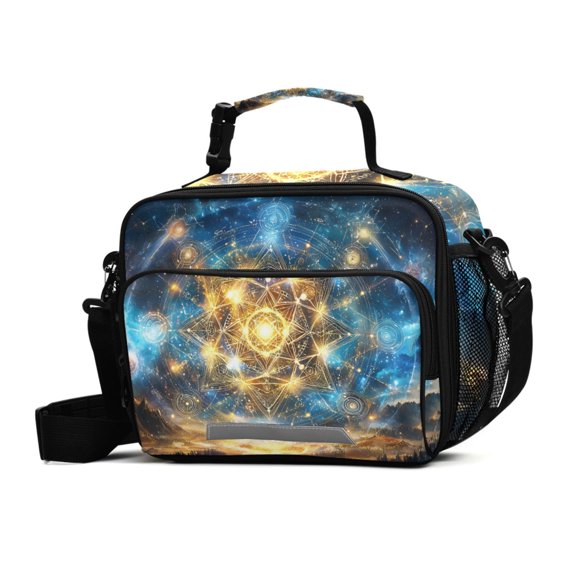 ALAZA Neon Starry Sky Night Lunch Box Insulated Cooler Bag Reusable Tote Bags Shoulder Strap