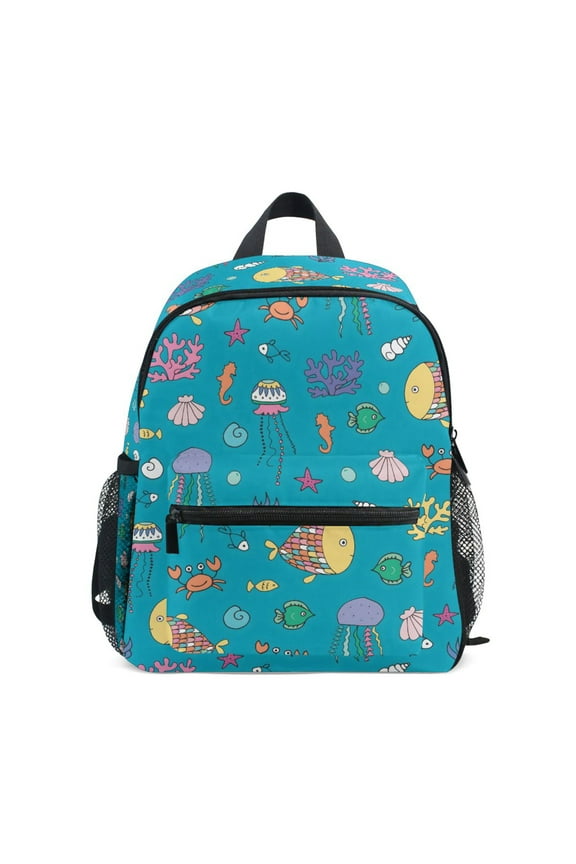 Ocean Fish Jellyfish Seashell School Backpack Small Bookbag Mini Bags