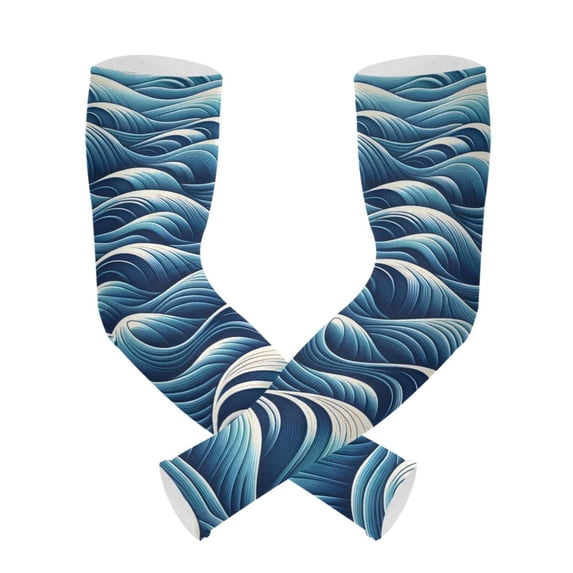 ALAZA Ocean Wave UV Sun Protection Arm Sleeves UPF 50+ Compression Cooling Sleeve 1 Pair
