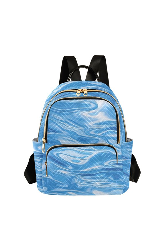 Ocean Wavy Womens Travel Laptop Backpack Large Daypack Ladies Shoulder Bags S