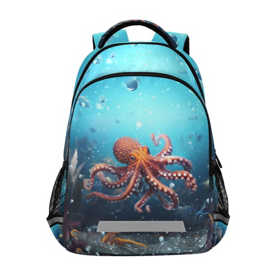 ALAZA Octopu in Ocean Backpack Elementary School Bag Bookbag Travel Rucksack