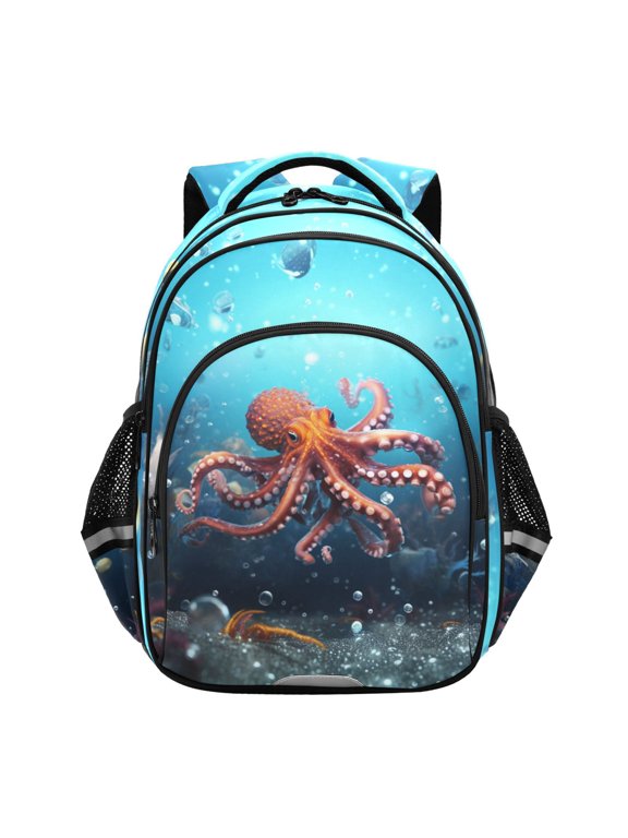 Octopu in Ocean School Backpack Elementary Bag Bookbag Travel Rucksack