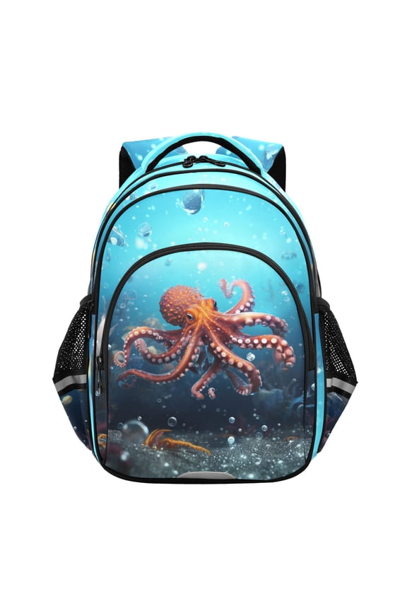 Octopu in Ocean School Backpack Elementary Bag Bookbag Travel Rucksack