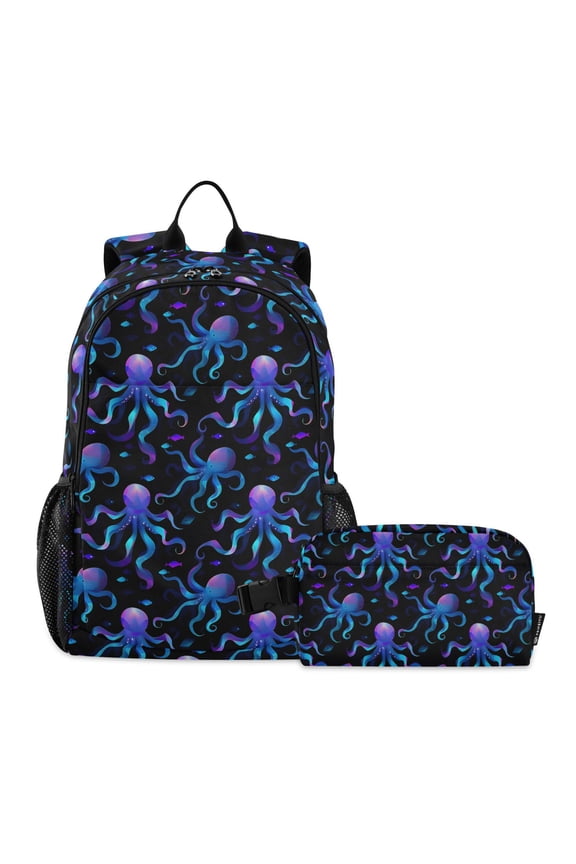 Octopus Magic School Backpack Lunch Box Set Student Bookbag