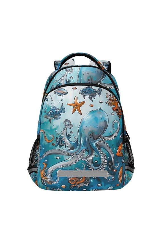 Octopus Sea Star Fish Backpack Elementary School Bag Bookbag Travel Rucksack