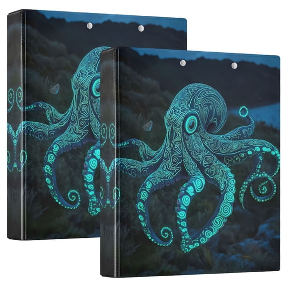 ALAZA Octopus Texture Hardcover 3 Ring Binder 1.5" D-Rings with Interior Pockets Binders School 2 PCs