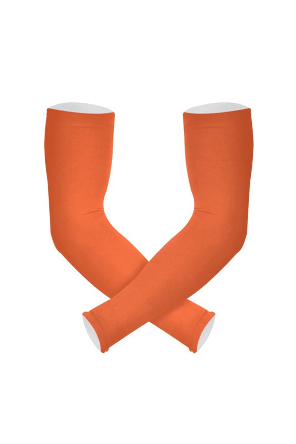Orange Background UV Sun Protection Arm Sleeves UPF 50+ Compression Cooling Sleeve 1 Pair