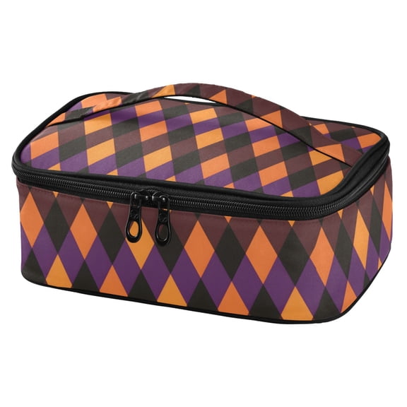 ALAZA Orange Checkered Lunch Box Insulated Cooler Tote Bag Reusable School Picnic Travel Office