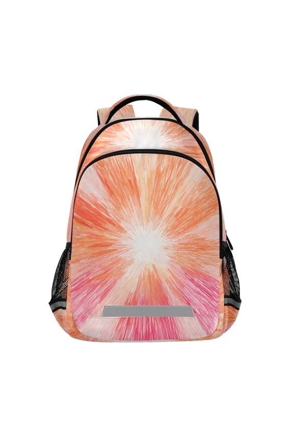 Orange Fireworks Backpack Elementary School Bag Bookbag Travel Rucksack