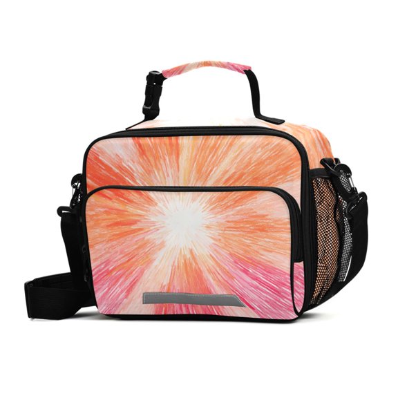 ALAZA Orange Fireworks Lunch Box Insulated Cooler Bag Reusable Tote Bags Shoulder Strap