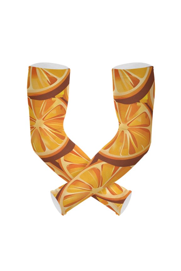 Orange Fruit UV Sun Protection Arm Sleeves UPF 50+ Compression Cooling Sleeve 1 Pair