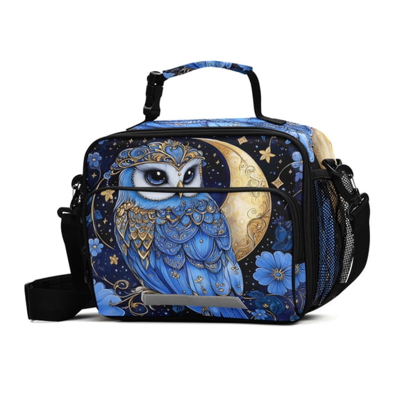 ALAZA Owl Bloom Flower Lunch Box Insulated Cooler Bag Reusable Tote Bags with Shoulder Strap