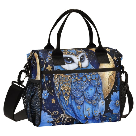 ALAZA Owl Bloom Flower Print Cooler Lunch Bag Insulated Reusable Lunch Tote Large Leakproof Thermal Lunch Box for Work School Picnic Travel Small
