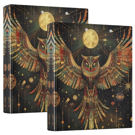 ALAZA Owl Boho Hardcover 3 Ring Binder 1.5" D-Rings with Interior Pockets Binders School 2 PCs