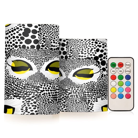 ALAZA Owl Eyes Polka Dot 2 PCs LED Flickering Flameless Candles with Remote Timer Battery Operated Candle